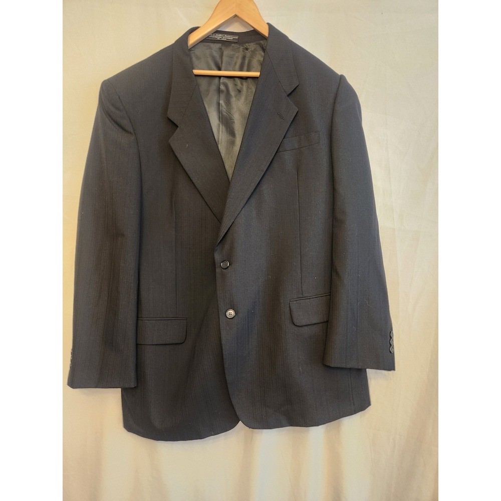 Dario Di Napoli Suit Jacket Mens 48L Gray Polyester Wool Stripe Big & Tall USA